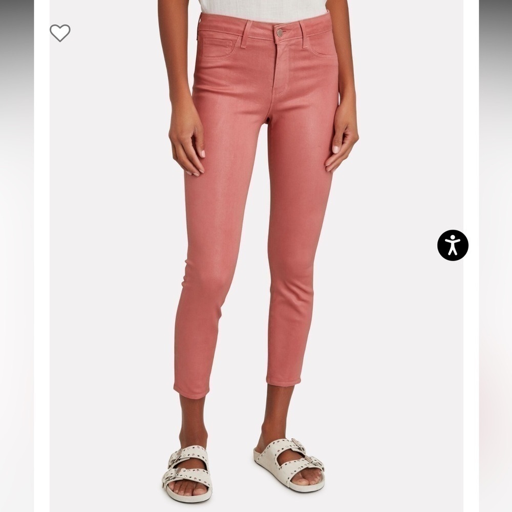 NWT - L’AGENCE - Margot Coated Skinny Jeans dusty rose size 27 - Picture 4 of 10